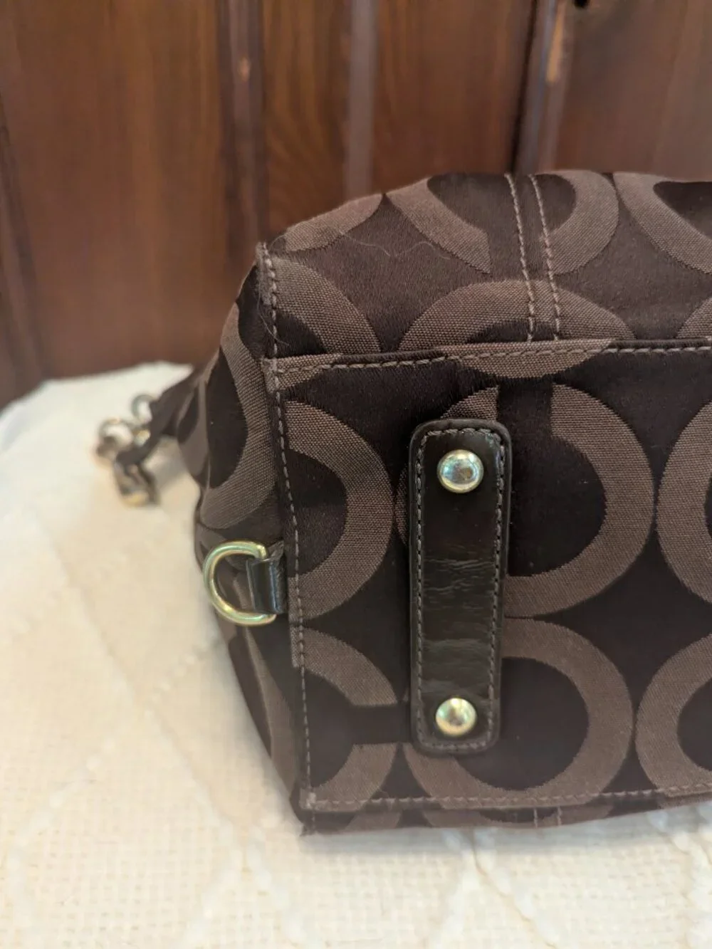 COACH Brown 14294 MADISON AUDREY OP ART SATCHEL SHOULDER BAG HANDBAG